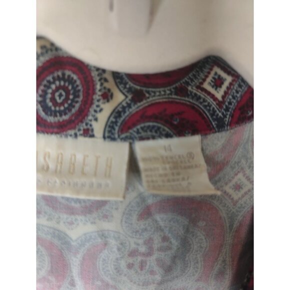 Liz Claiborne Elisabeth Shirt Top Women Size 14 Paisley 100% Temcel - Picture 3 of 4